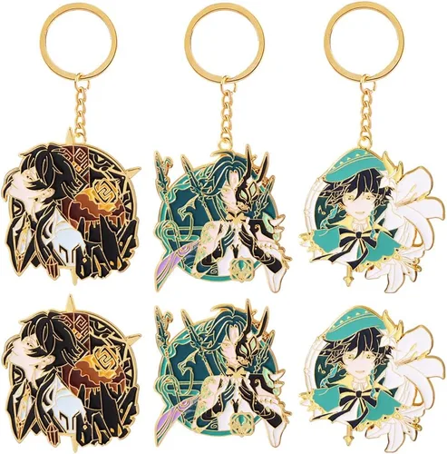 Vista 3 de SONGCHANGJEWELRY Genshin-I HuTao Cosplay Keychains Anime Figure Chain Gifts for Boys Girls on Birthday