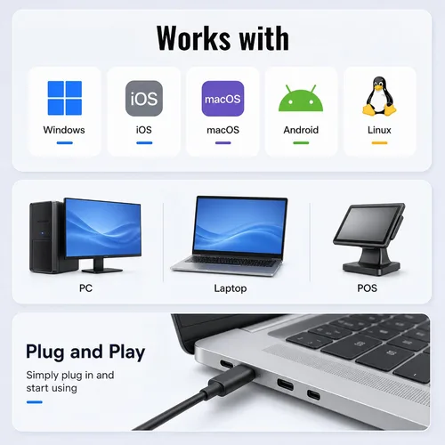 Vista 6 de Tera Escáner de código de barras omnidireccional de escritorio: 2D USB