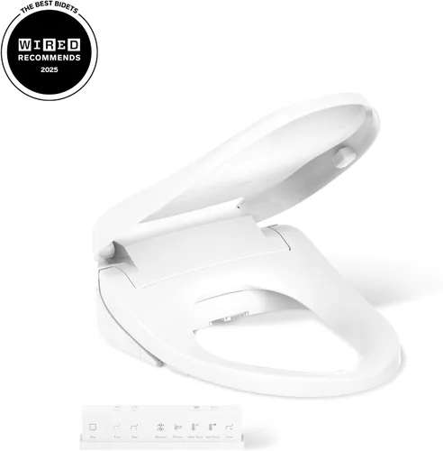 Vista 17 de Kohler PureWash E820 - Asiento de inodoro alargado con calefacción, blanco con control remoto, tapa de cierre silencioso, desodorización automática