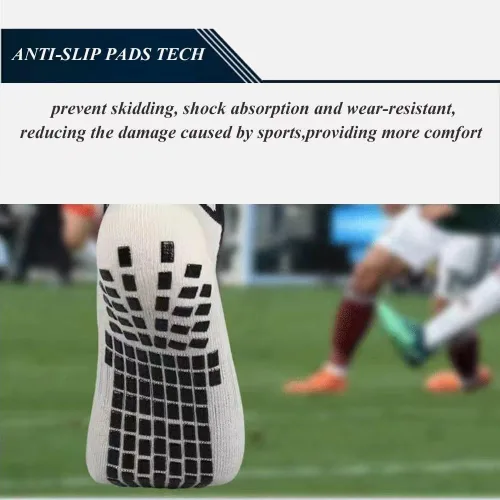 Vista 3 de Calcetines de fútbol antideslizantes para hombre, calcetines antideslizantes con agarre, mangas de espinilleras, correas de protección para fútbol