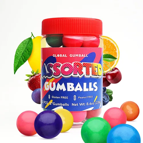 Vista 9 de Gumballs in Jar - Berry Blots Gumballs - Goma de mascar grande de 1 pulgada - Gomas de mascar grandes con sabor a fruta para niños de 9 onzas - Goma