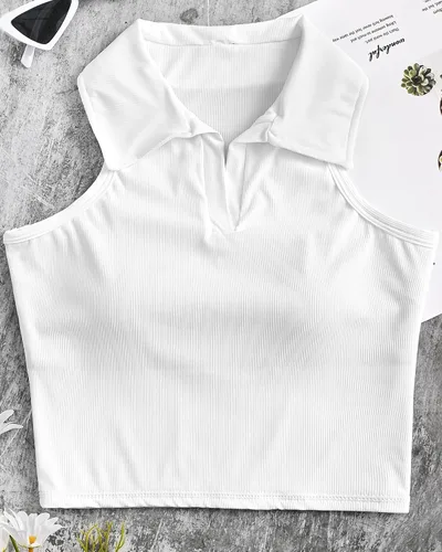 Vista 7 de HyMeYou Camiseta corta de entrenamiento para mujer, brasier integrado, acanalado, atlética, casual, sin mangas, cuello acolchado, chaleco deportivo