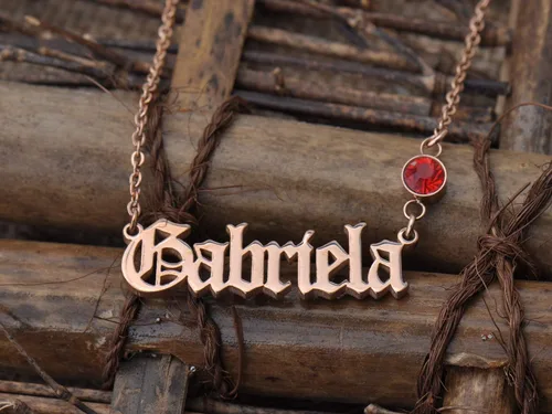 Vista 6 de HUAN XUN Collar con nombre de piedra natalicia, lindo para él