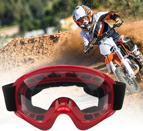 Vista 6 de Gafas de Dirt Bike para Niños Resistentes a Impactos Ajustables para Jóvenes ATV Motocicleta Todoterreno Conducción Motocross Carreras Ciclismo Negro