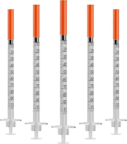Vista 10 de U-100 - Jeringa de 0.5cc 1.06 oz 5/16" (8mm) con aguja, envuelta individualmente, paquete de 20