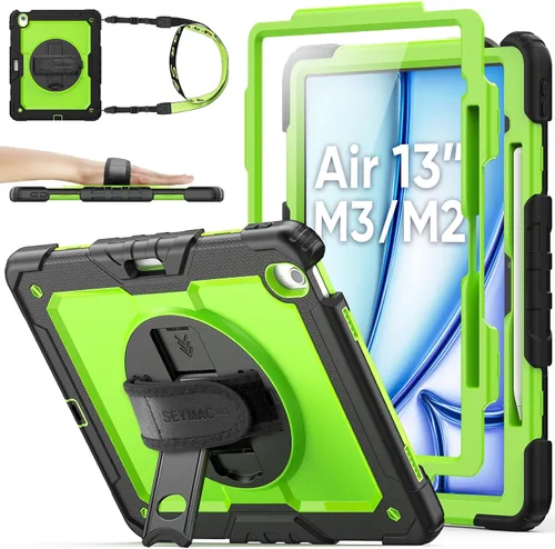 Vista 27 de SEYMAC stock Funda protectora para iPad Air de 11 pulgadas M3 2025/M2 2024 (Air 7ª/6ª generación), funda resistente con protector de pantalla