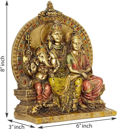 Vista 2 de zig zag Lord Shiva & Family Shiv Parivar - Estatua religiosa ídolo para Pooja Room Mandir, templo, tamaño de regalo de 8 pulgadas