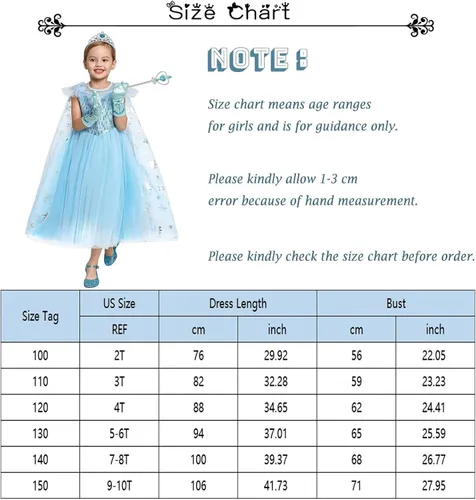 Vista 6 de Kidswant Toddler Baby Girls Luxury Princess Party Halloween Cosplay Costume Dress Up with Accessorries