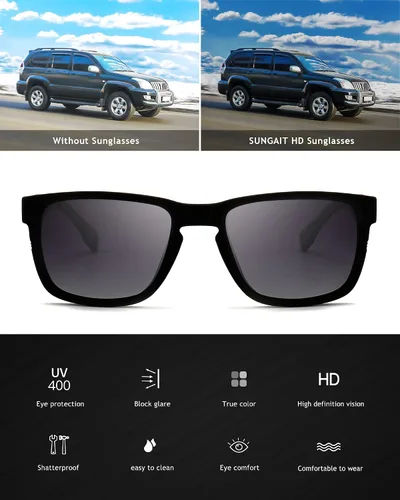 Vista 3 de SUNGAIT - Gafas de sol polarizadas unisex con bisagras de resorte