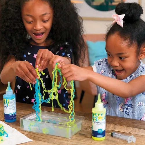 Vista 4 de Steve Spangler Science Kit de iniciación de slime de cuerda, incluye azul y amarillo (3.4 onzas cada uno) - Kit de experimentos científicos de slime