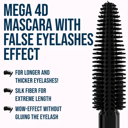 Vista 5 de Máscara impermeable 4D - Efecto de pestañas postizas, alargamiento y volumen - Negro carbón, 0.3 fl oz