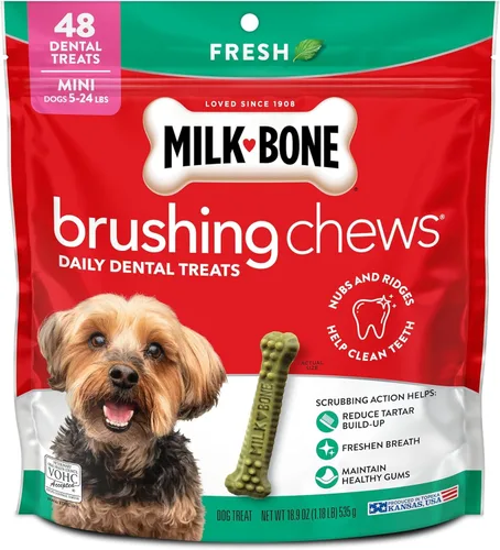 Vista 11 de Milk-Bone - Masticables diarios para perros con sabor a menta fresca, tamaño pequeño/mediano, 25