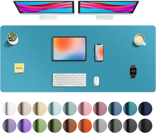 Vista 222 de Aothia - Protector de escritorio de cuero sintético grande, base antideslizante para mouse y superficie para escribir, impermeable, fácil de Agua