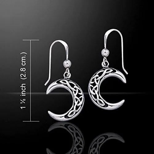 Vista 4 de Pendientes de plata de ley con nudo celta y luna creciente, Metal