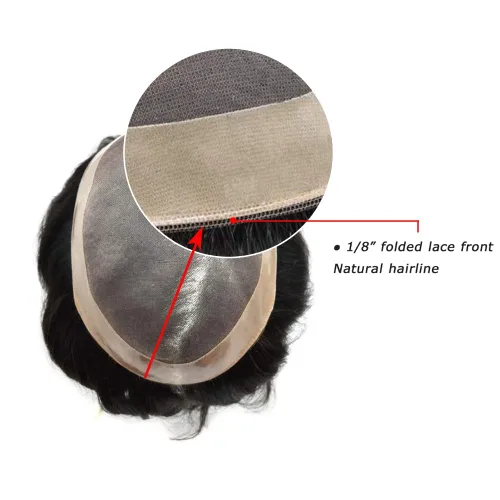 Vista 4 de Toupee - Sistema de cabello para hombre, monofilamento fino duradero, monofilamento europeo de repuesto para hombres, piezas de pelo