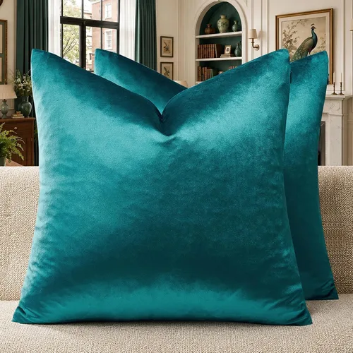 Vista 146 de GIGIZAZA Juego de 2 fundas de almohada doradas de terciopelo de 20 x 20 pulgadas para sofá Almohadas para sofá, tela texturizada suave de 9.88