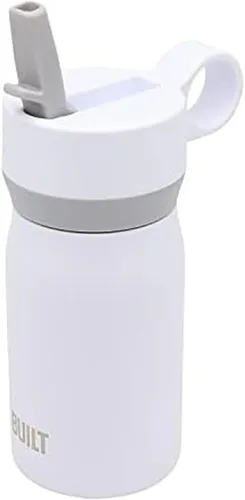 Vista 7 de BUILT Cascade - Botella de agua de doble pared aislada al vacío de acero inoxidable con boca ancha con agarre cómodo, tapa de popote y asa