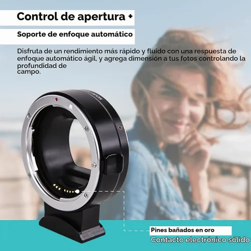 Vista 3 de Foto&Tech EF-EOS - Adaptador de montaje en R, convertidor de montaje de lente de enfoque automático compatible con lente EF EF-S, EOS R R5 R6 R7 RP