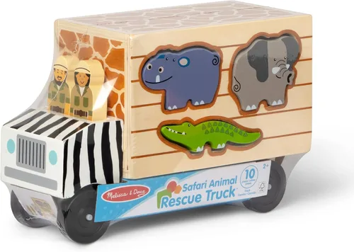Vista 3 de Camión de rescate de animales de Melissa & Doug, varias formas, Estándar, talla única , Rojo