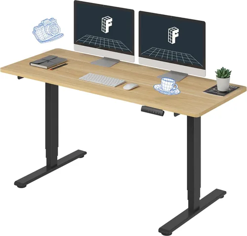 Vista 10 de FLEXISPOT E6 - Escritorio de pie eléctrico de 3 etapas con motor dual, 48 x 24, para usar sentado o de pie, soporta 220 lbs, altura ajustable
