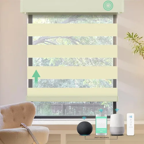 Vista 12 de MING CHEN Persianas motorizadas con control remoto, motor recargable integrado, persianas eléctricas automáticas de cebra compatibles con Alexa