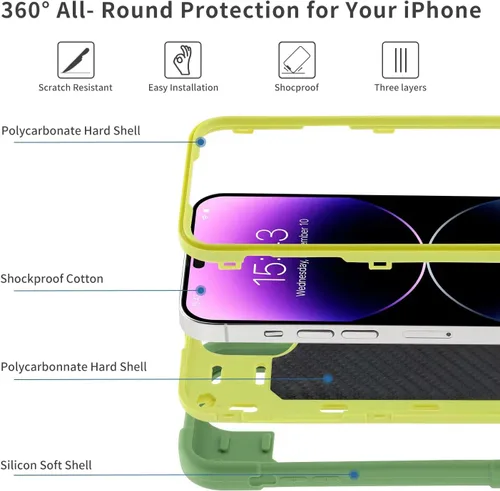 Vista 3 de MARKILL Funda compatible con iPhone 14 Pro Max de 6.7 pulgadas con soporte de anillo, silicona suave y plástico duro, funda de teléfono resistente