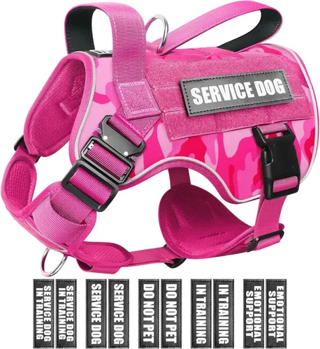 Vista 10 de WINSEE - Chaleco para perro Molle con hebilla de metal, 2 unidades, con 10 parches para mascotas Tactical Dog Harness for Medium Dog, No-pull