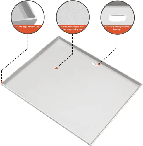 Vista 4 de BONFIRE Plancha universal de acero inoxidable con calefacción uniforme para parrillas de carbón y gas, resistente y fácil de limpiar, placa
