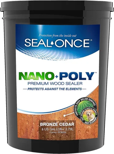 Vista 28 de Sellador Seal-Once Nano+Poly de madera penetrante con poliuretano, sellador impermeable de alta calidad, 1 galón, negro Sellador impermeable