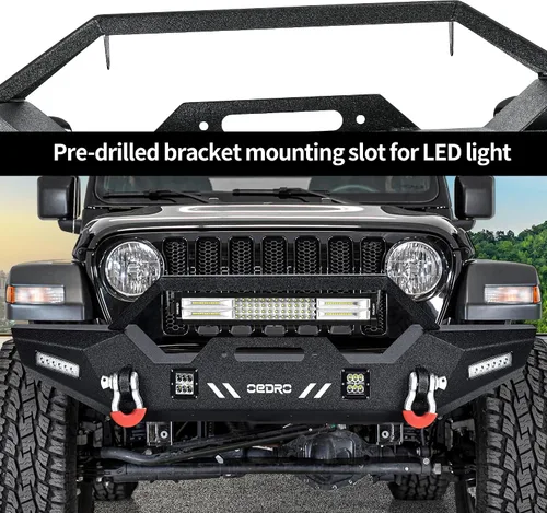 Vista 3 de OEDRO parachoques delantero compatible con Jeep Wrangler JL/JLU 2018-2025, 20-25 Gladiator, parachoques Rock Crawler con montaje de placa