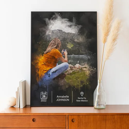 Vista 3 de Awesometik Ubicación Diseño de acuarela Nuestro lugar especial Ilustración de acuarela personalizada Donde conocimos recuerdos favoritos