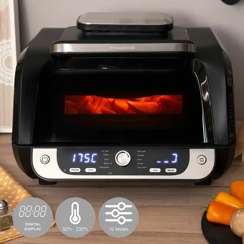 Vista 7 de Freidora de Aire con Grill, Accesorios y Recetario InnovaGoods Fryinn 12-in-1 6000 Negro Acero 3400 W 6 L