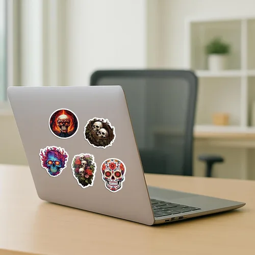 Vista 5 de Paquete de 100 calcomanías de calavera (tamaño grande), calcomanías para laptop, teléfono, automóvil, botella de agua, calcomanías para adultos