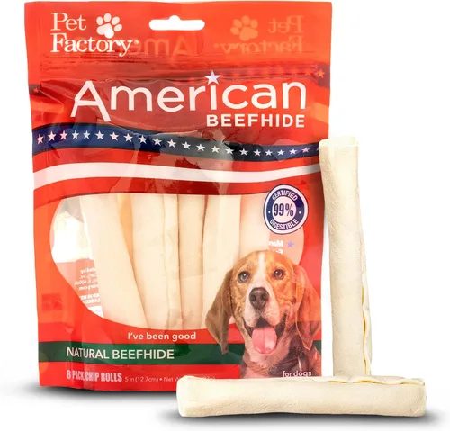 Vista 14 de Pet Factory American Beefhide - Rollos de chips de 5 pulgadas para perros, sabor a carne de res y pollo, 50 unidades/1 paquete