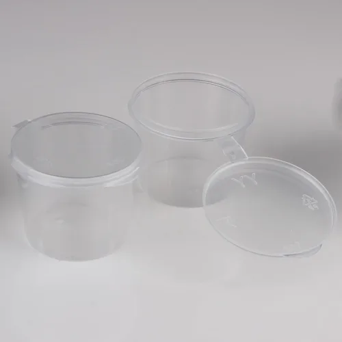 Vista 3 de WARMBUY Vasos desechables de plástico de 1 onza con tapas adjuntas, 100 unidades Pinturas para aderezos para ensaladas y salsas en contenedores