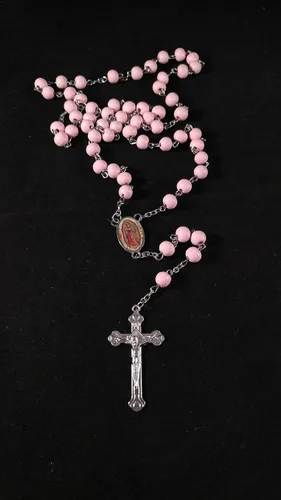 Vista 3 de Rosarios Rosas para Niña De Madera para Recuerdos De Bautizo/Primera Comunión 12 Piezas L