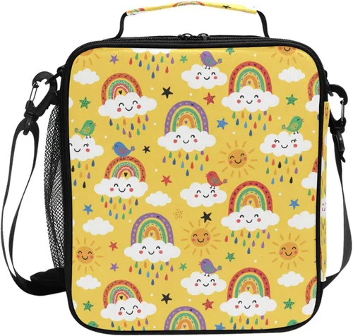Vista 8 de MNSRUU Bolsas de almuerzo para niños y niñas, bonita mariquita roja, reutilizable, aislada, kit de bolsa térmica para comidas, organizador de bolsa
