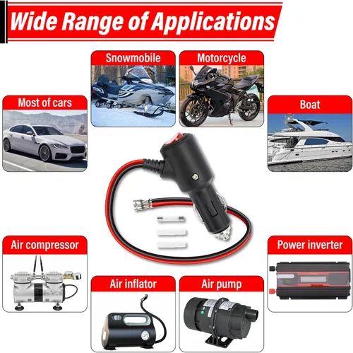 Vista 7 de BFXM Enchufe de encendedor de cigarrillos de 12 V con interruptor de encendido y apagado, adaptador de enchufe macho de repuesto automotriz de 16