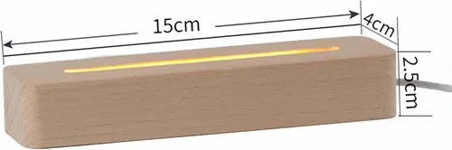 Vista 3 de Suministros para manualidades de arcilla de molde de resina, 2 bases LED rectangulares de madera de 6 pulgadas, 1 luz blanca + 1 luz de varios