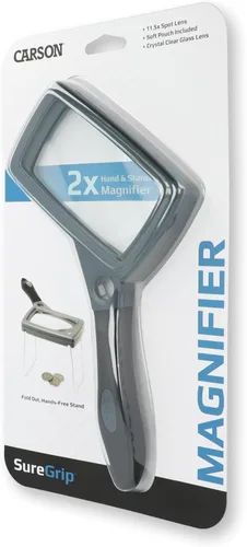 Vista 7 de Carson SureGrip Series 2X Power Glass Lupa con soporte plegable manos libres (SG-16)