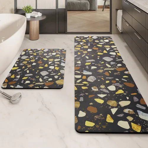 Vista 8 de MontVoo -Tapete de baño-Alfombras de baño delgadas antideslizantes para debajo de la puerta- Superficie de gamuza sintética absorbente, de secado