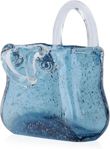 Vista 8 de Glass Bag Vase for Flowers, Glass Purse Vase Blowing by Hand Glass Flower Vase Purse Flower Vase, Glass Bag Vase for Decor,Style1-Blue