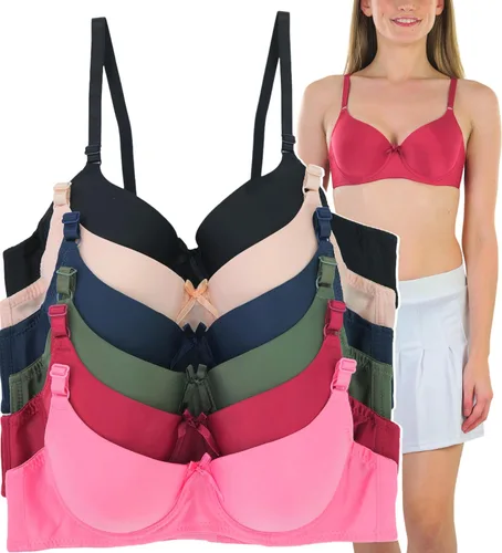 Vista 22 de ToBeInStyle Paquete de 6 sujetadores acolchados de estilo clásico con aros para mujer