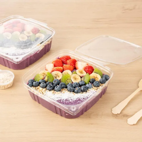 Vista 9 de Restaurantware Tamper Tek - Contenedores para llevar de 48 onzas, 100 recipientes a prueba de manipulaciones, tapa con bisagras, recipientes