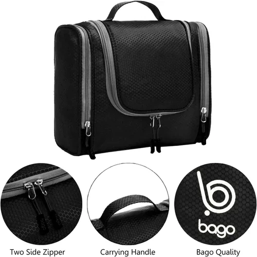 Vista 5 de Bolsa de Aseo de Viaje Bago Bolsa de Aseo Impermeable Colgante Bolsa de Aseo Grande para Baño y Viaje Organizador de Bolsa de Artículos de Tocador