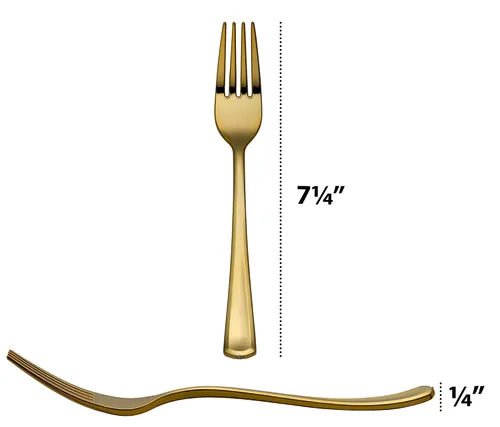 Vista 4 de Plasticpro Tenedores desechables de plástico dorado resistente, cubiertos de plástico elegantes que parecen cubiertos de oro real, utensilios