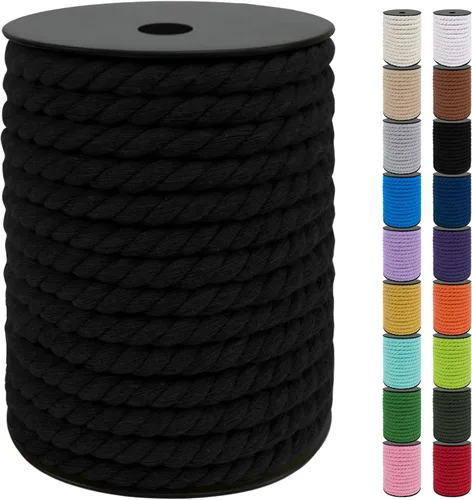 Vista 56 de JeogYong Cordón de algodón de 10mm, 22.86 metros de cuerda natural para macramé, hilo de 3 hebras torcido, cuerda para macramé para manualidades