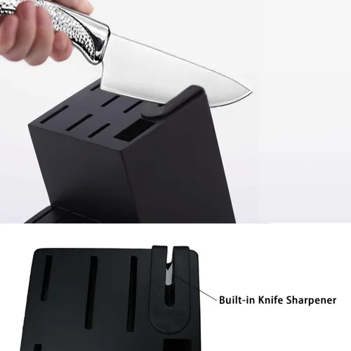 Vista 4 de Juego de cuchillos para cocina con bloque, juego de cuchillos de cocina de 14 piezas con afilador integrado, cuchillos de cocina profesionales