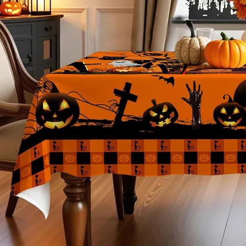 Vista 11 de Hexagram Mantel redondo de Halloween de 60 pulgadas, mantel de fantasma de calabaza