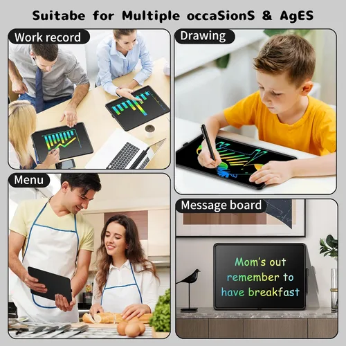 Vista 5 de Tableta de escritura LCD de 15 pulgadas para niños, tablero de dibujo colorido y juguetes educativos, regalos para niñas de 3 a 8 años, tablero